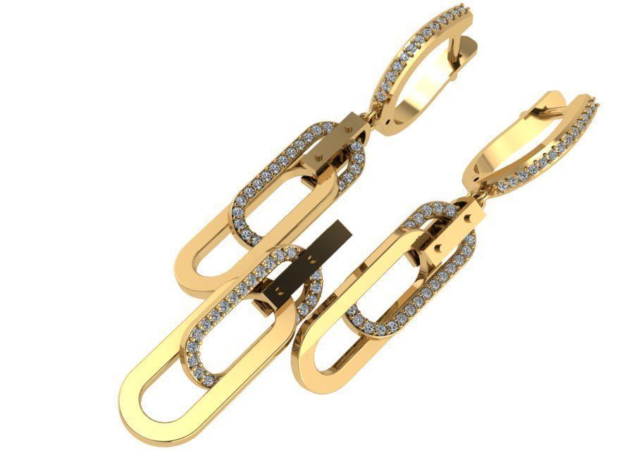 Chain Style Ring Earring Set 0431 3D print model_3