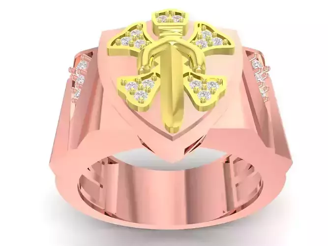 korea diamond shield and sword men ring 3698