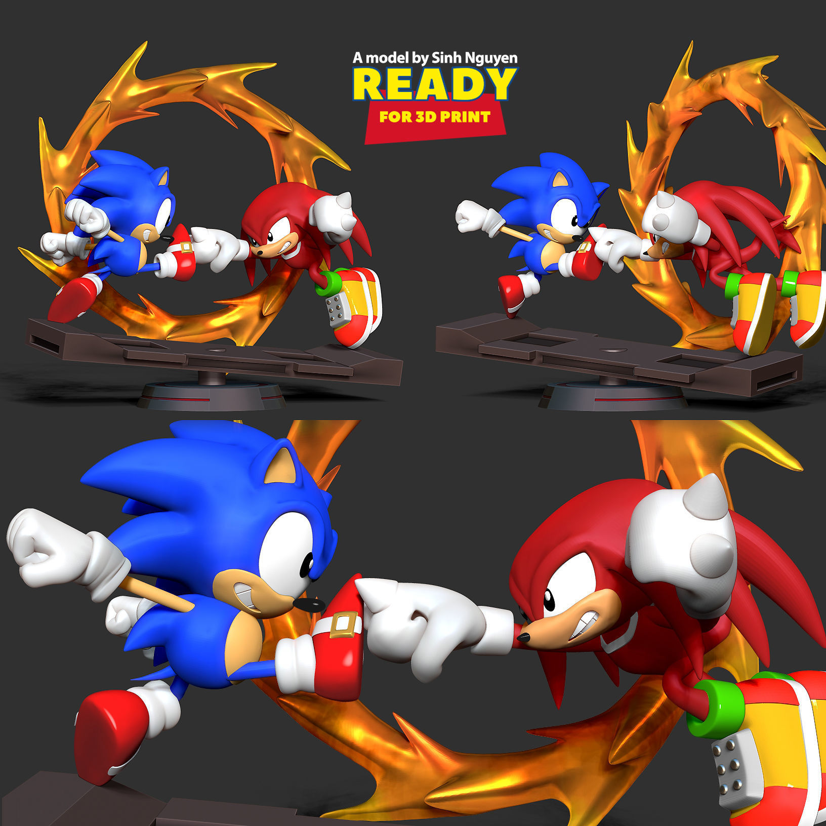 Sonic versus Knuckles 3D print model_3