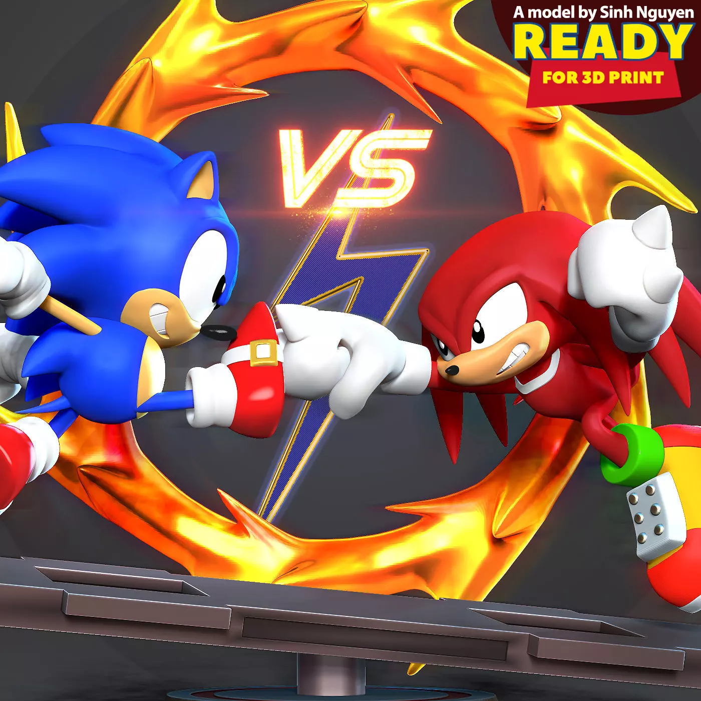Sonic versus Knuckles 3D print model_0