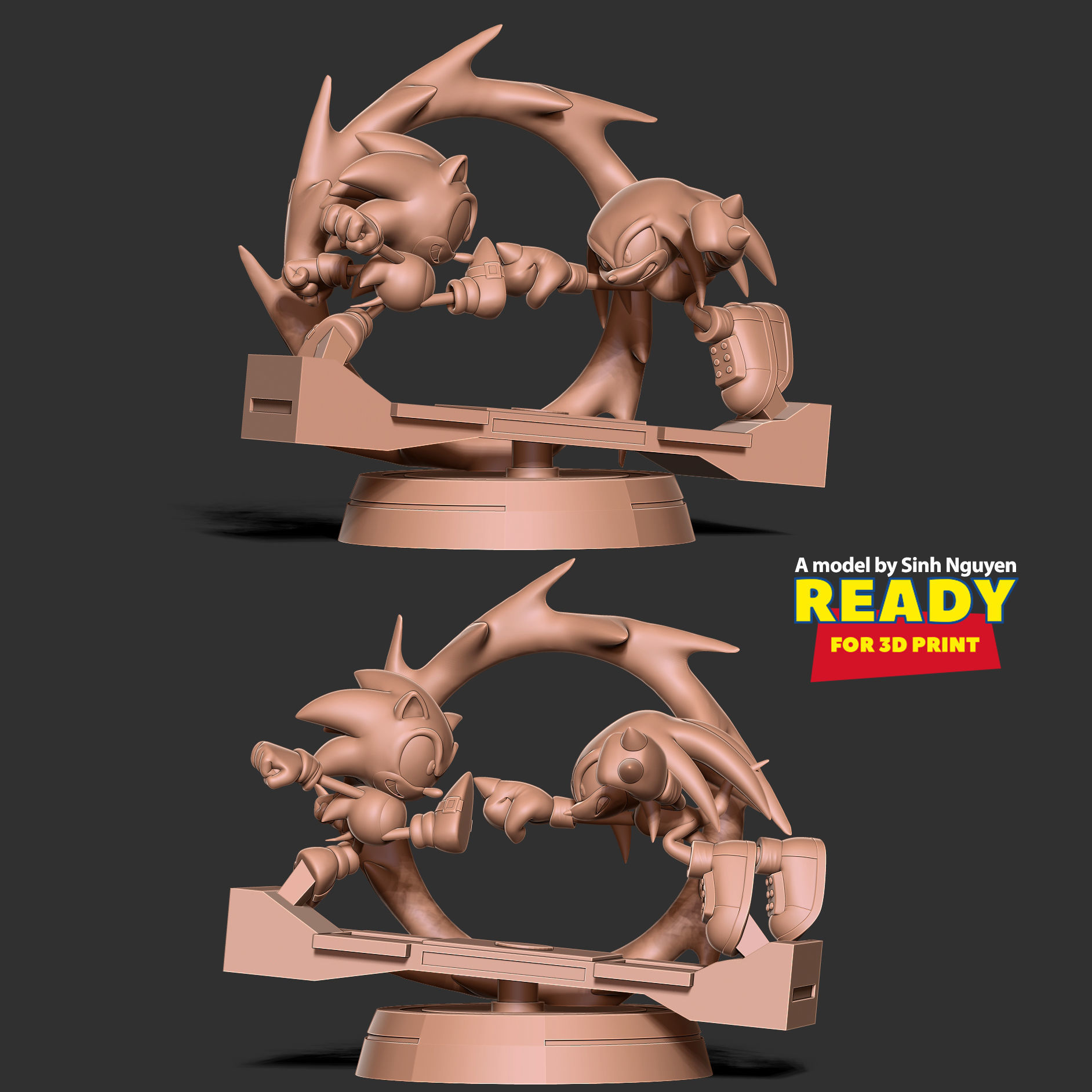 Sonic versus Knuckles 3D print model_4