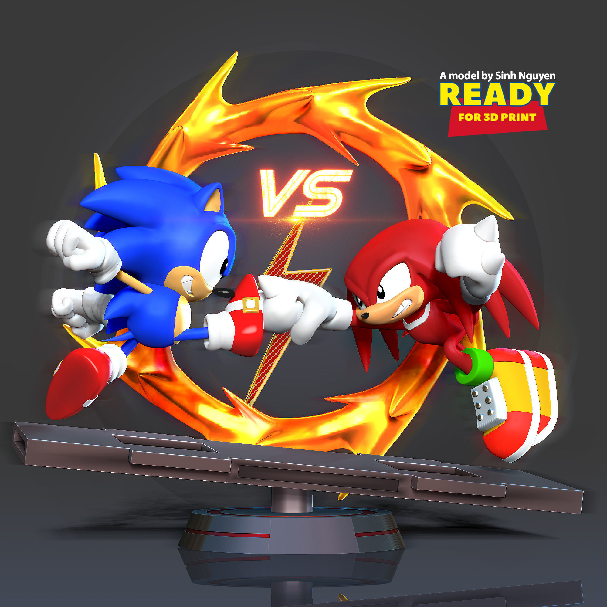 Sonic versus Knuckles 3D print model_1
