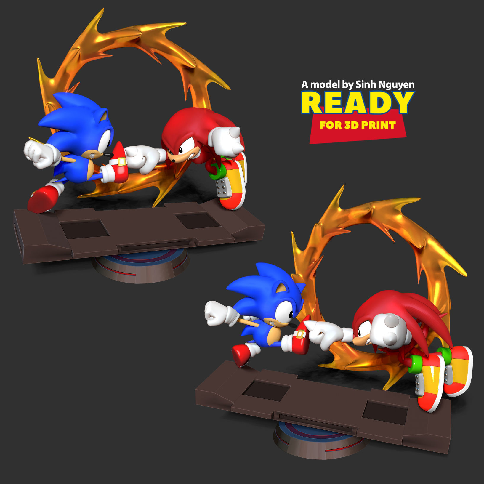 Sonic versus Knuckles 3D print model_6