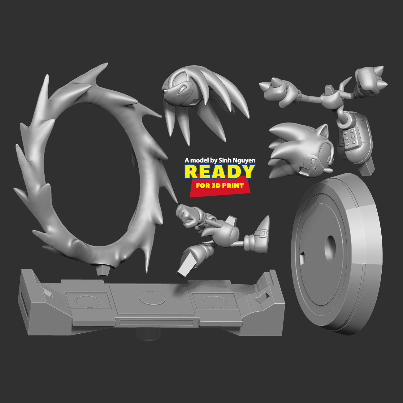 Sonic versus Knuckles 3D print model_2