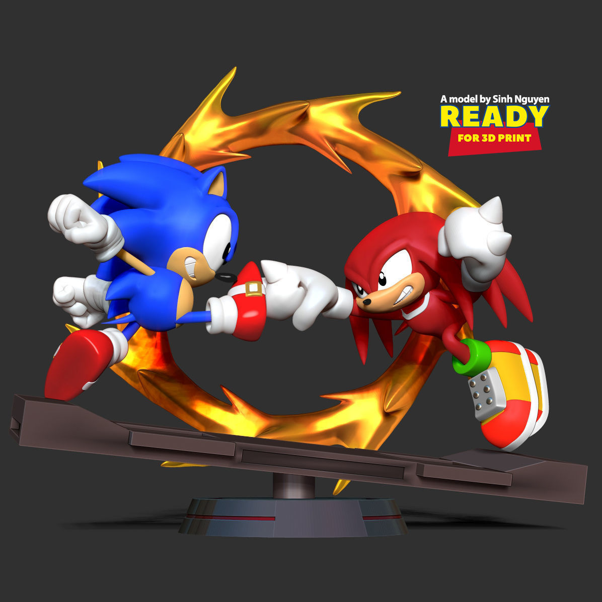 Sonic versus Knuckles 3D print model_11