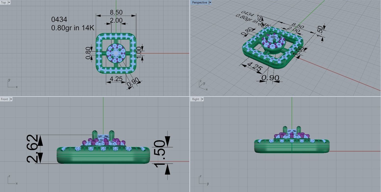 Round And Square Halo Pendant 0434 3D print model_3