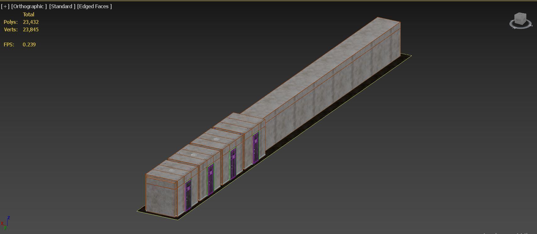 low poly old dark scary corridor Low-poly 3D model_7