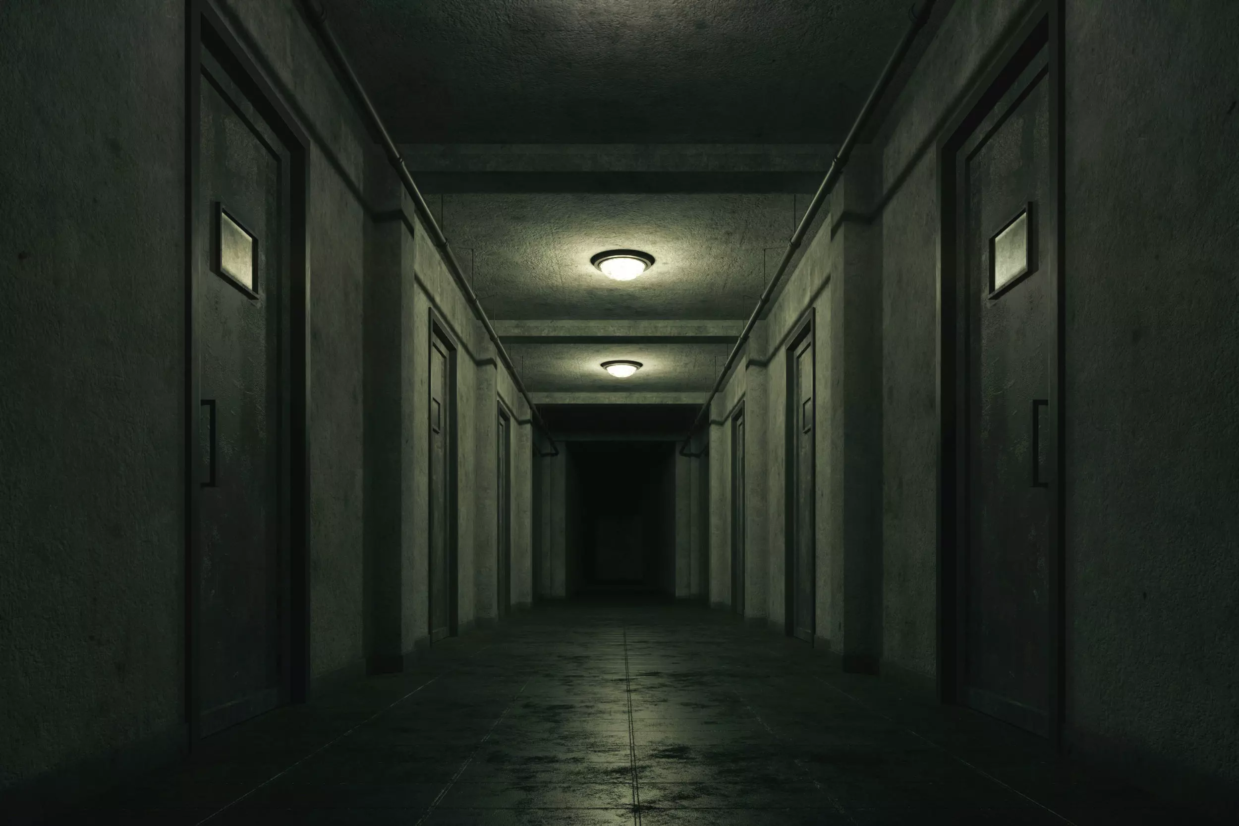 low poly old dark scary corridor Low-poly 3D model_0