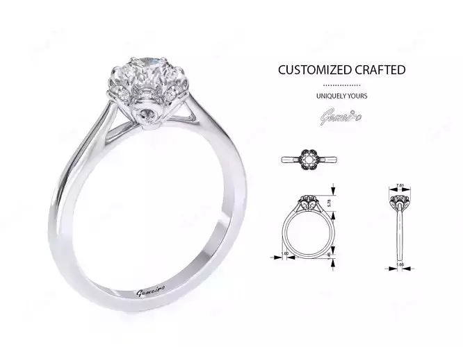 FLORAL HALO ENGAGEMENT RING  bridal halo116