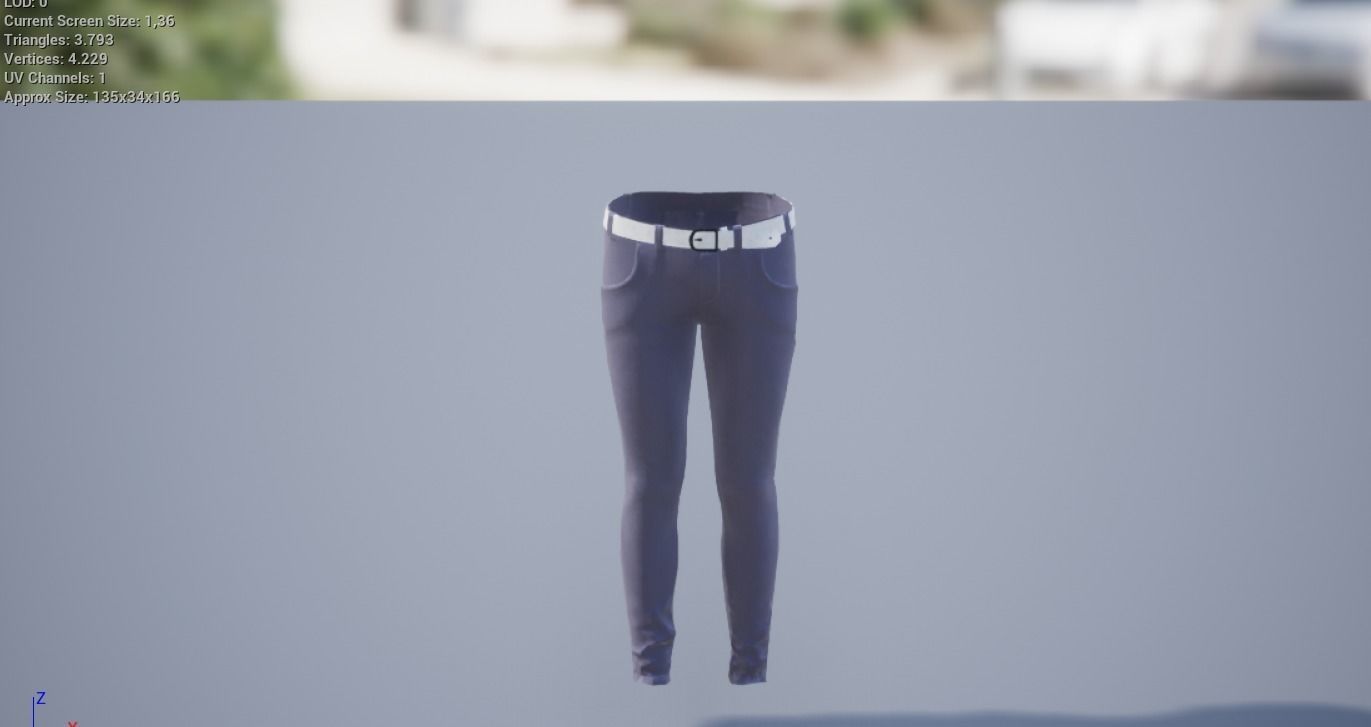 Pants Denim Low-poly 3D model_3
