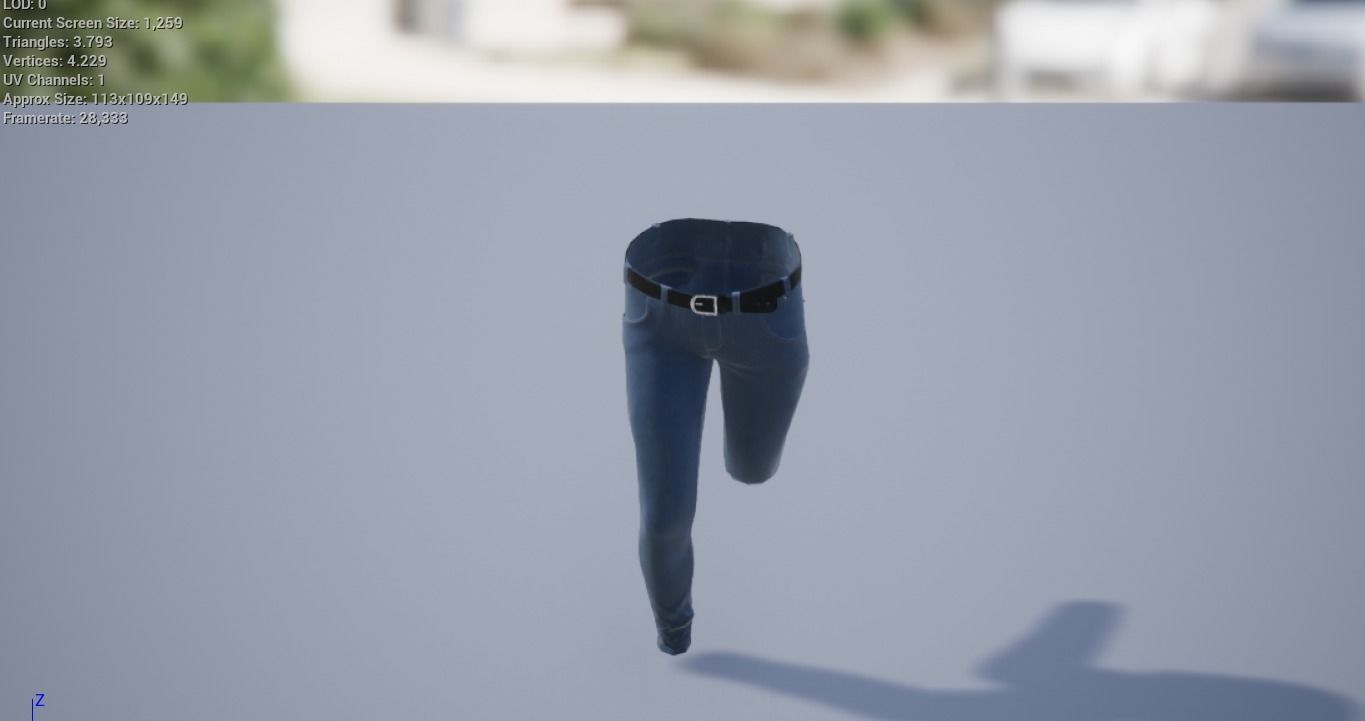 Pants Denim Low-poly 3D model_1