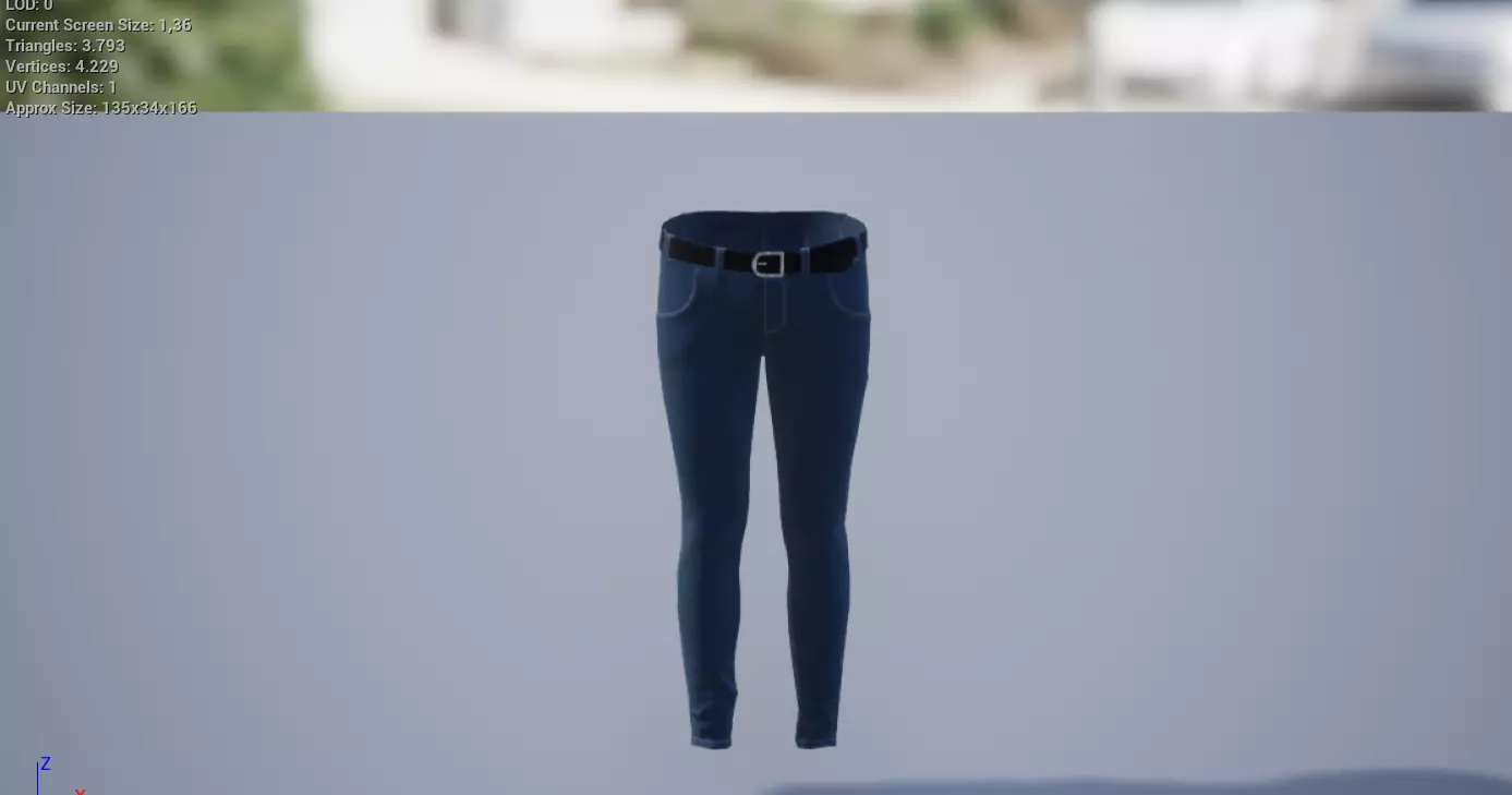 Pants Denim Low-poly 3D model_0