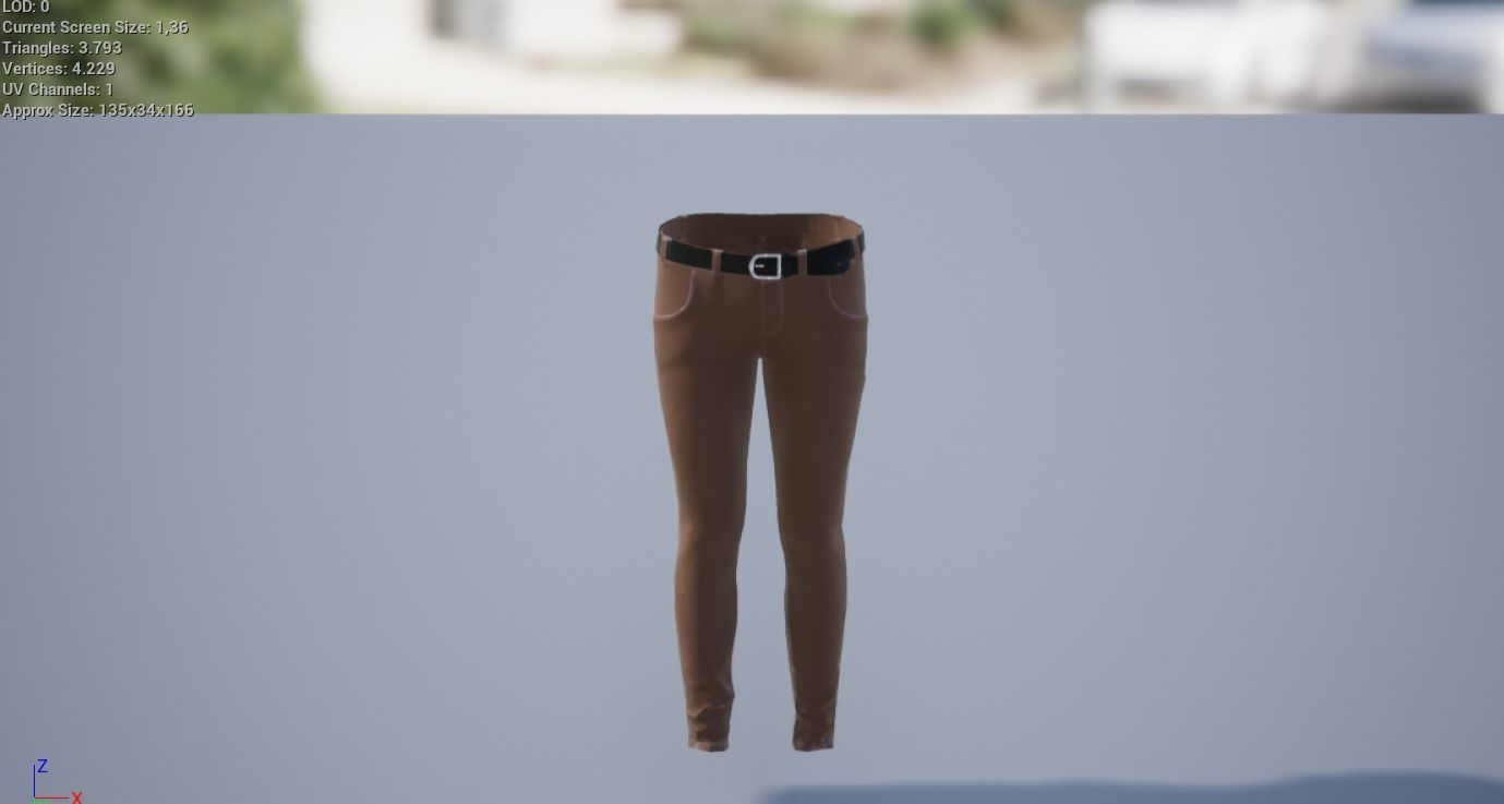 Pants Denim Low-poly 3D model_2