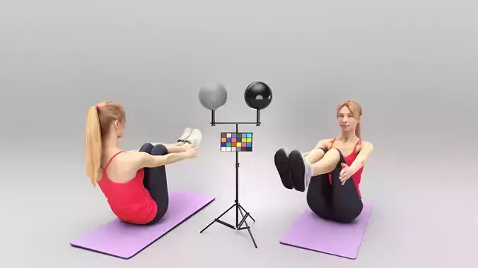 Woman sitting on mat in yoga pose 356