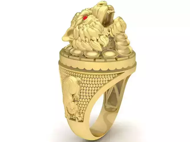 asian lucky diamond tiger men ring 3699 3D print model