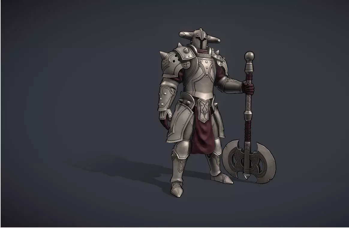 Bulky Knight Low-poly 3D model_0