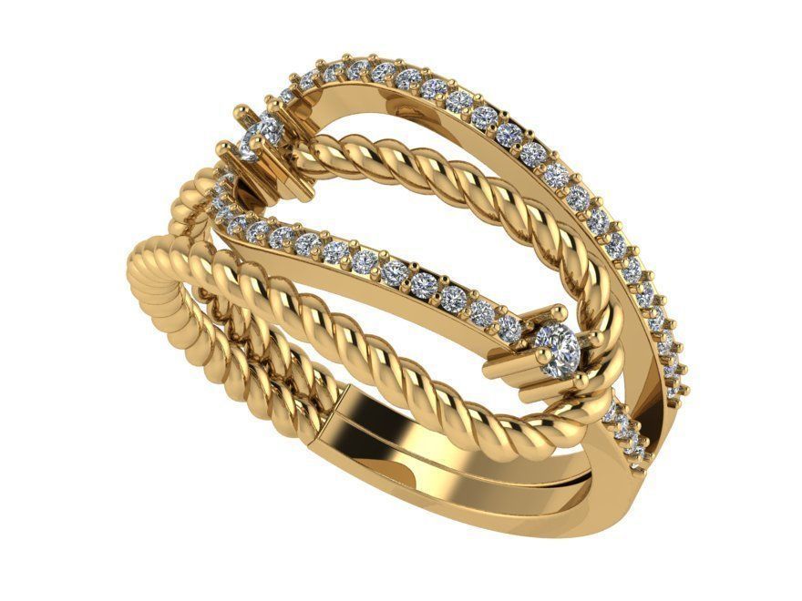 Rope Diamond Ring 0448 3D print model_1