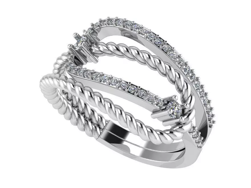 Rope Diamond Ring 0448 3D print model_0