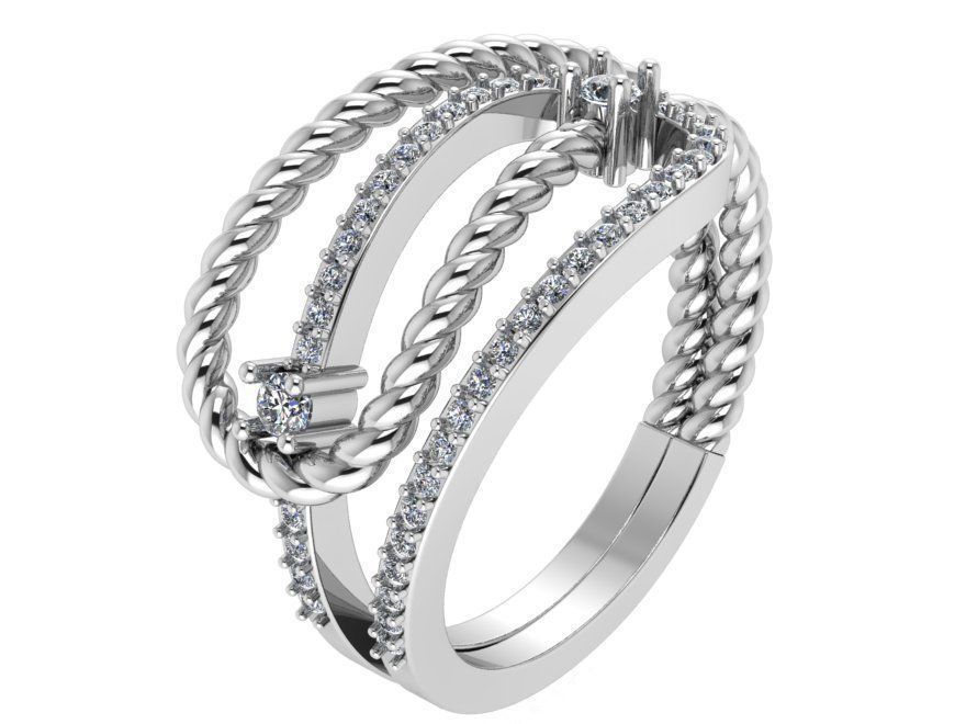 Rope Diamond Ring 0448 3D print model_2