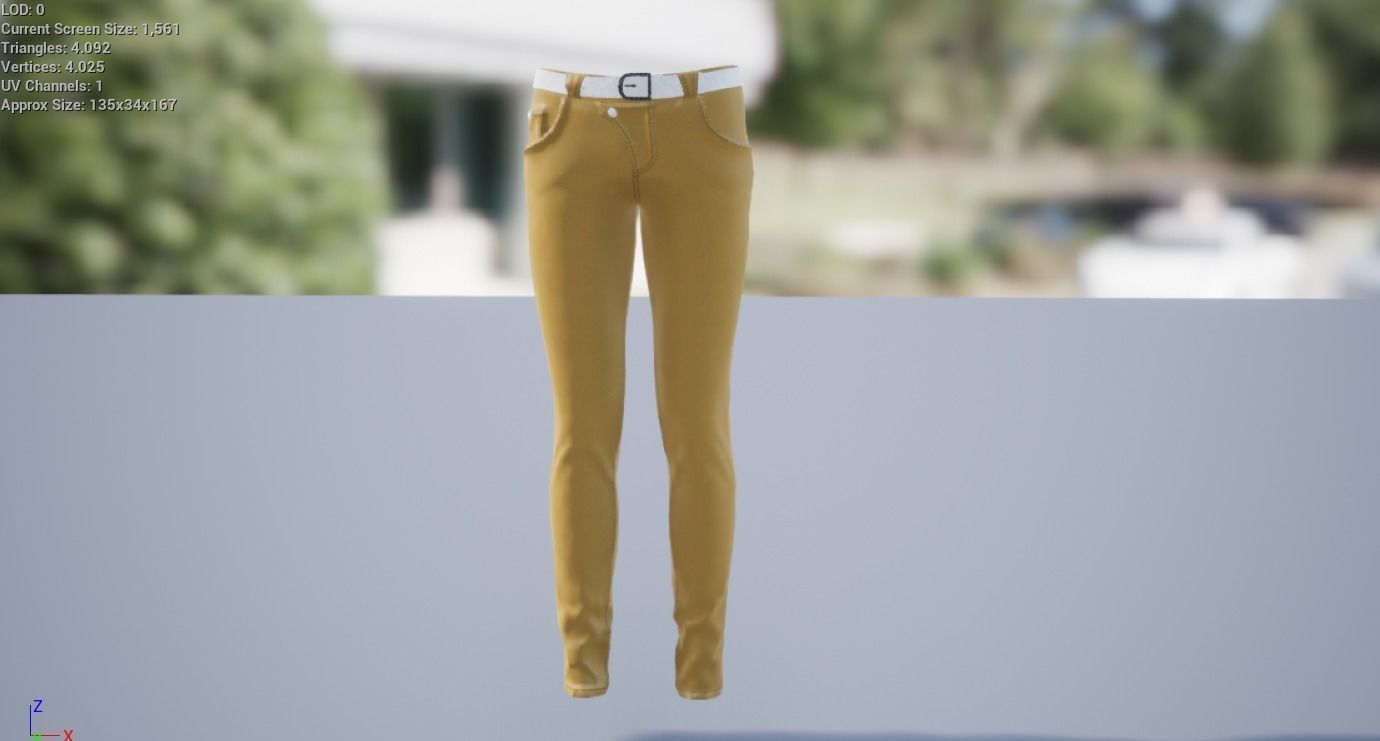 Pants  Denim Low-poly 3D model_2
