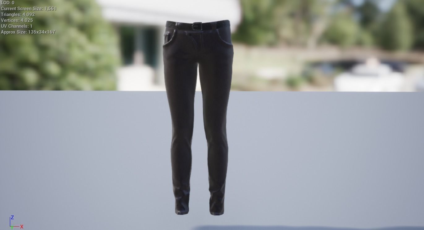 Pants  Denim Low-poly 3D model_3