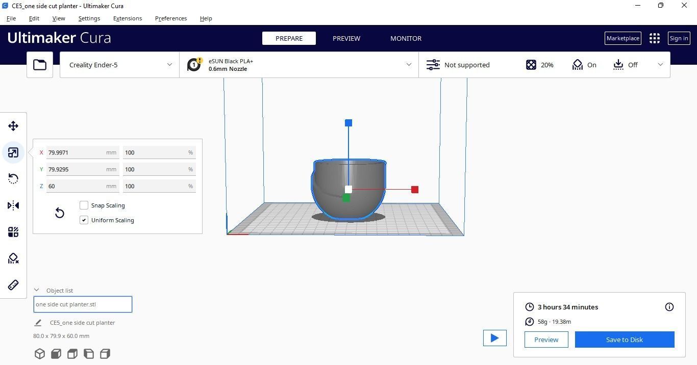 One side cut Planter 3D model_1