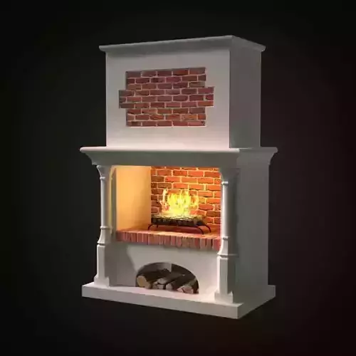 Brick Wall Gas Powered Fireplace