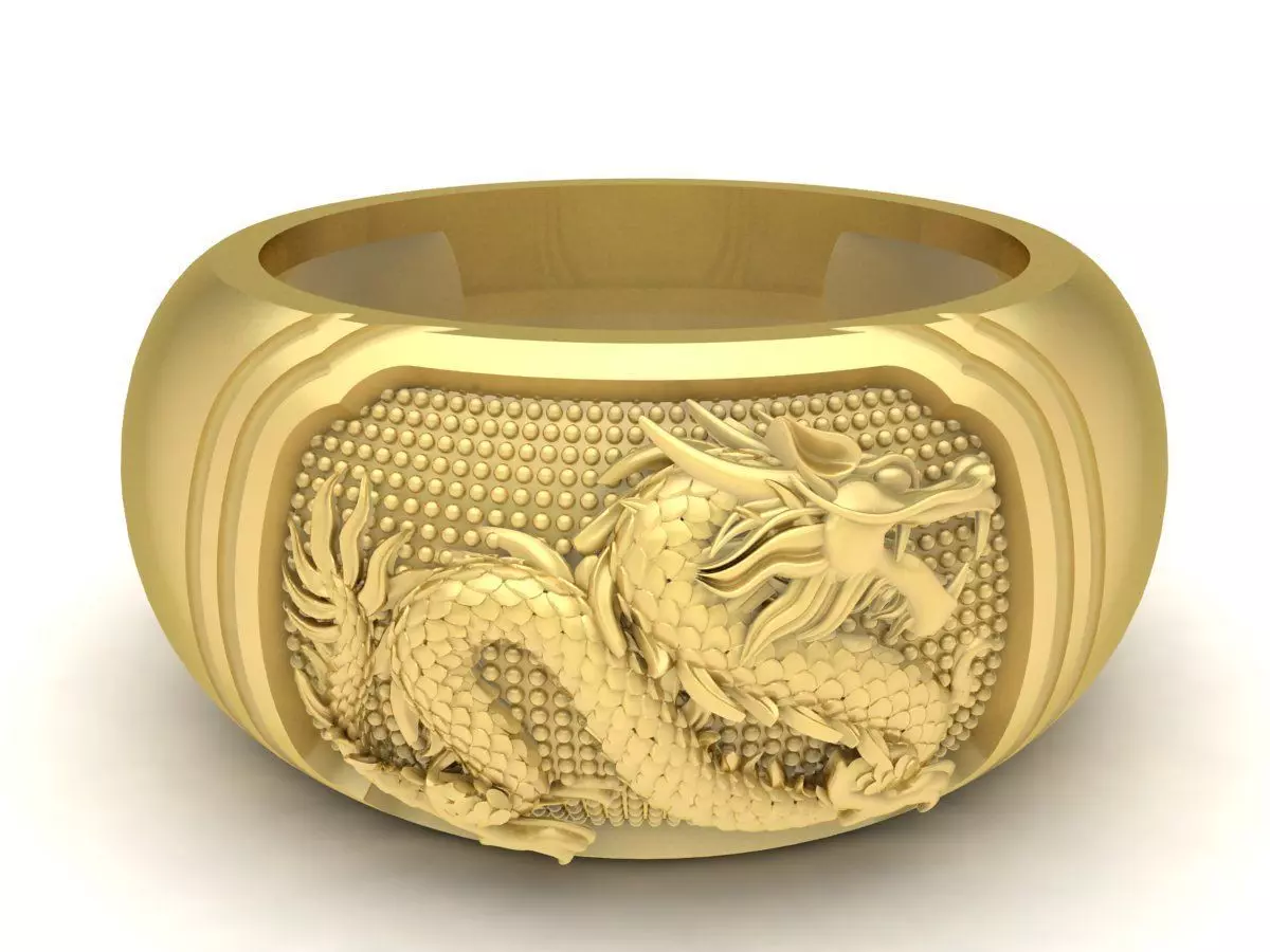 Luxury Asian Dragon Men Ring 3700 3D print model
