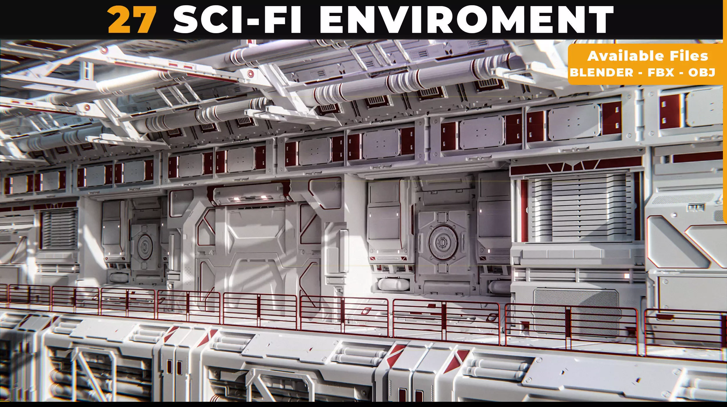 27 SCI-FI ENVIROMENT PANEL KITBASH Low-poly 3D model_0