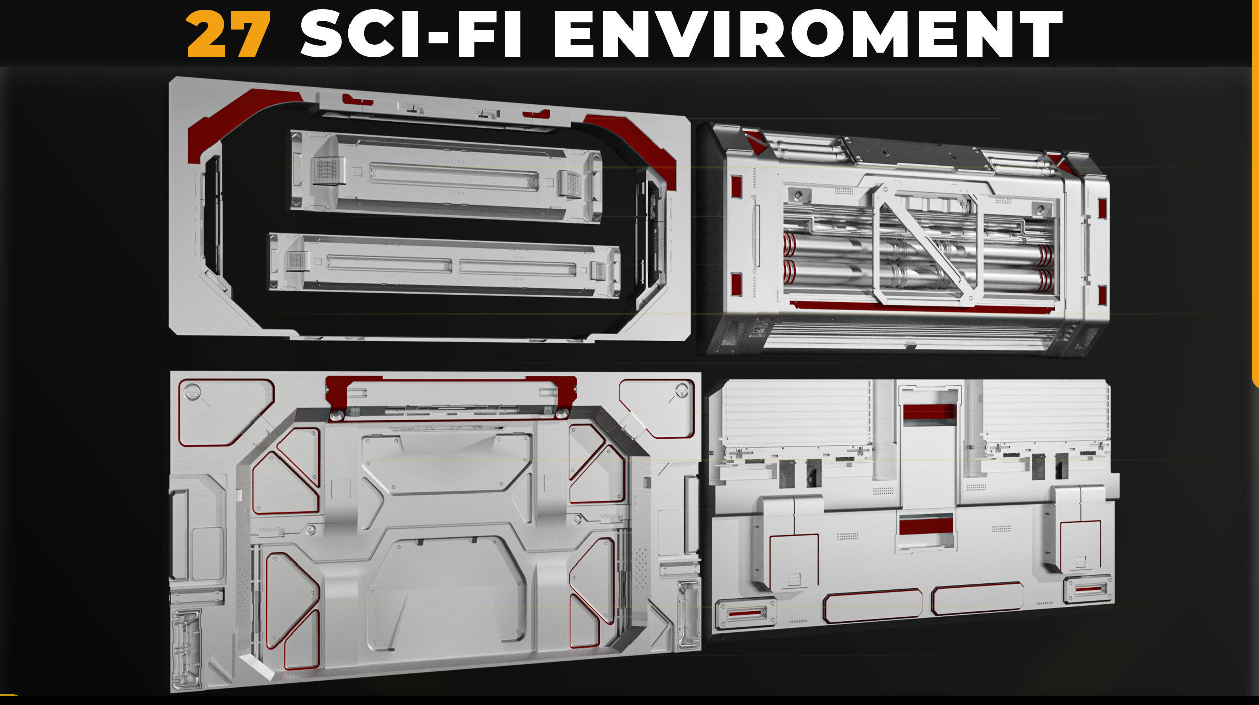 27 SCI-FI ENVIROMENT PANEL KITBASH Low-poly 3D model_2