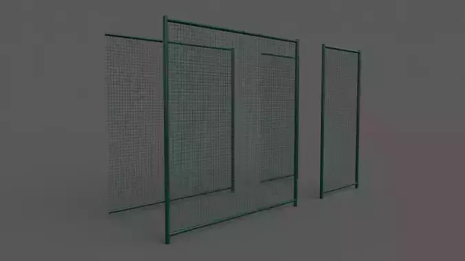 PBR Chain Link Fence For Court B Low-poly 3D model