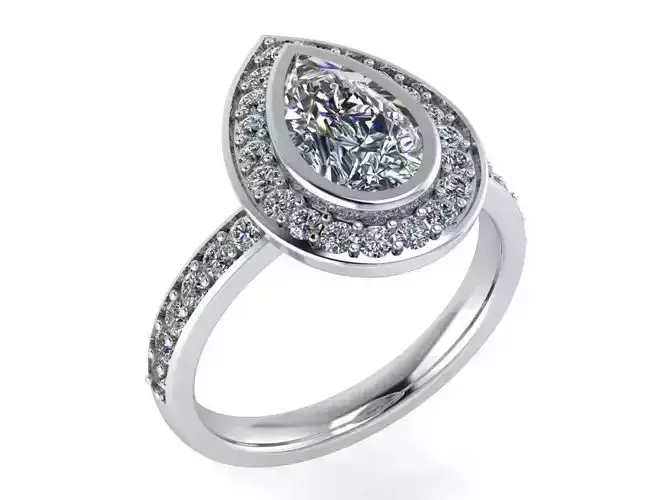 Pear Shape Halo Ring 0146