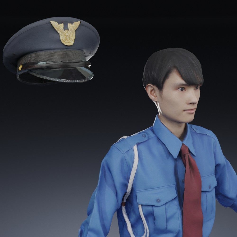 Animated 3D-Security guard 155ToshiN07 Low-poly 3D model_4