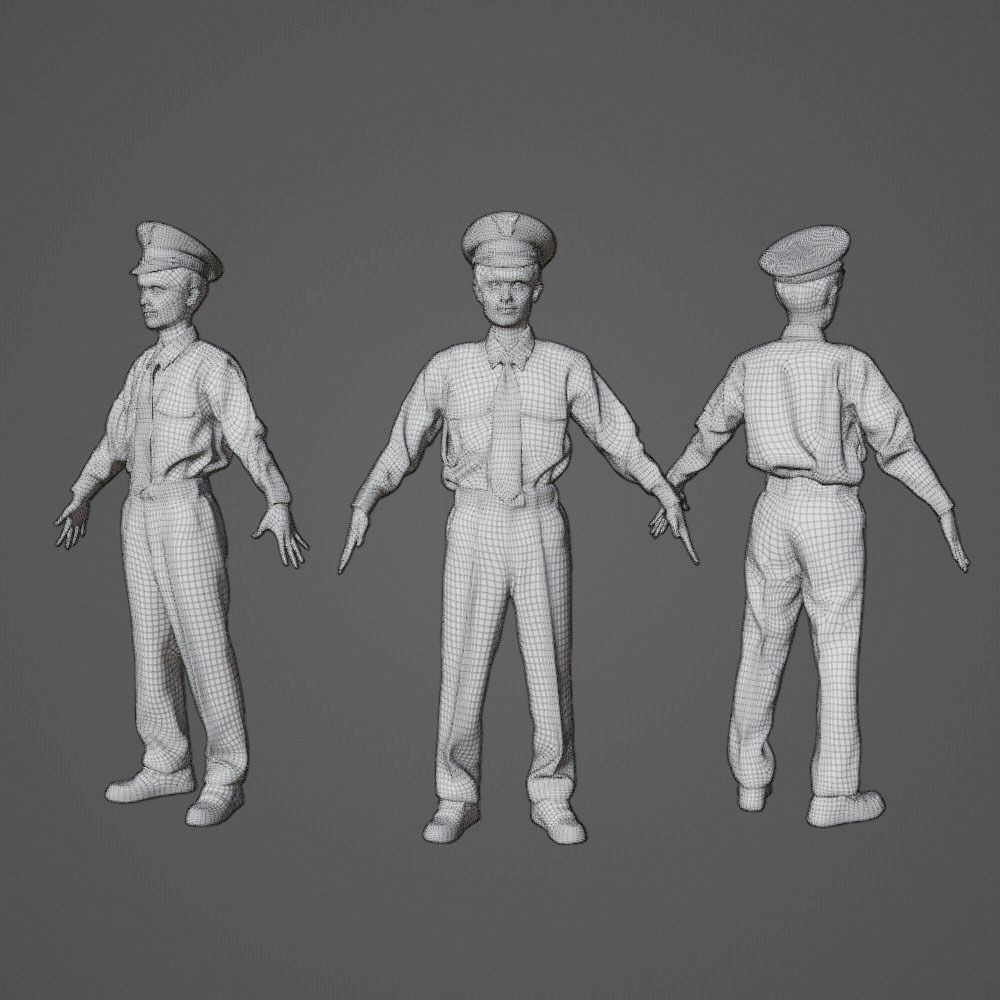 Animated 3D-Security guard 155ToshiN07 Low-poly 3D model_1