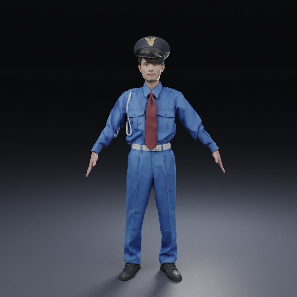 Animated 3D-Security guard 155ToshiN07 Low-poly 3D model_3