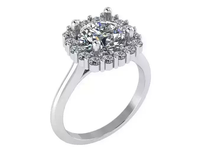 Round Diamond Cluster Ring 0150 3D print model