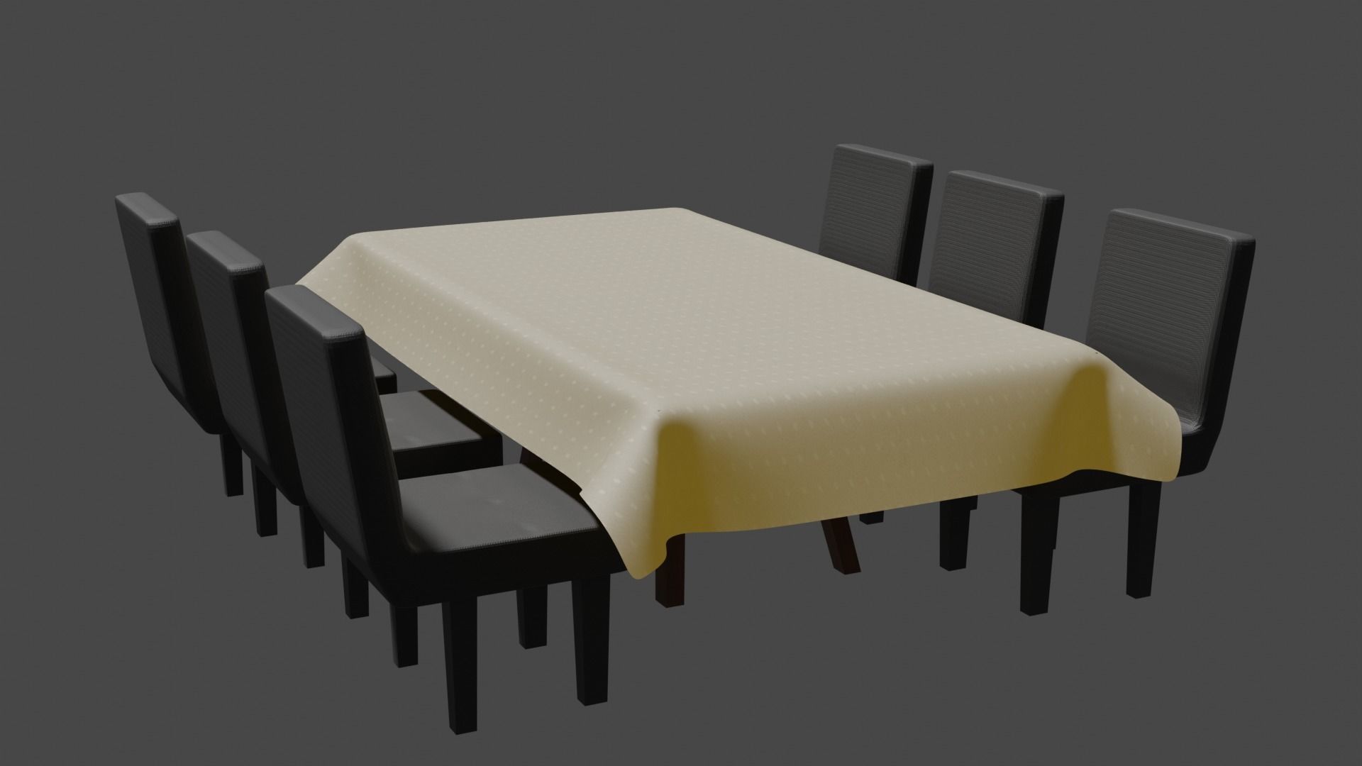 dining table and chair 3D model_1