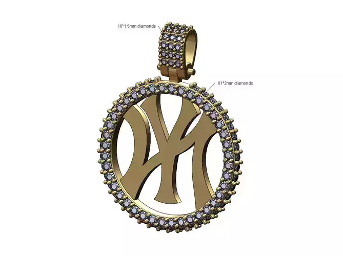 Iced NY diamond pendant with bail 3D print model
