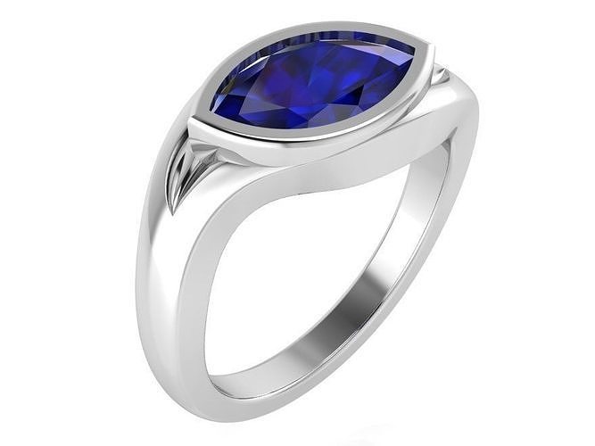 Marquise Shape Sapphire Solitaire Ring 0155 Free 3D print model