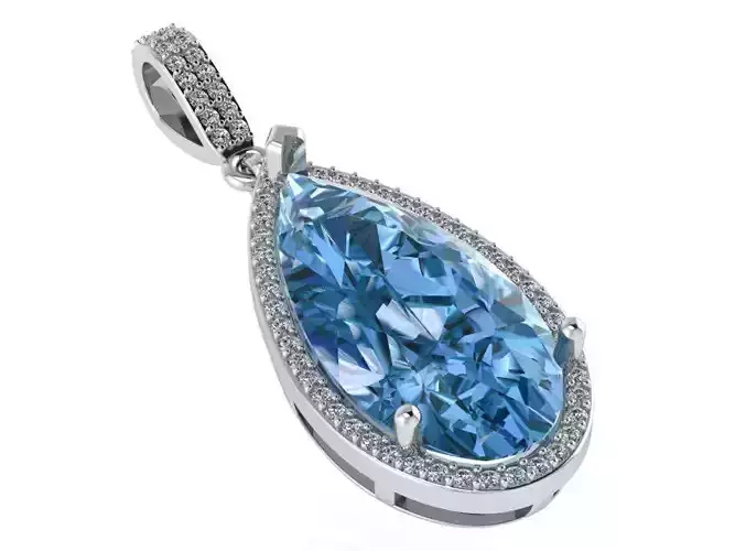 Pear Shape Halo Blue Diamond Ring 0157