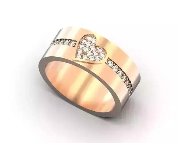 Womens ring with heart and diamonds 