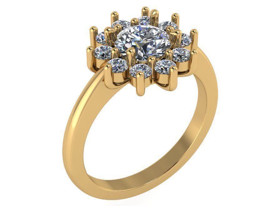 Flower Cluster Diamond Ring 0161 3D print model_1