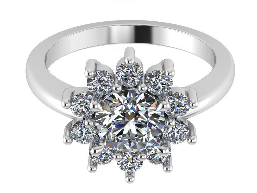 Flower Cluster Diamond Ring 0161 3D print model_2