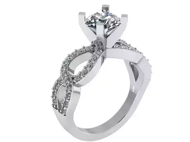 Peg Head Twisted Diamond Ring 0162