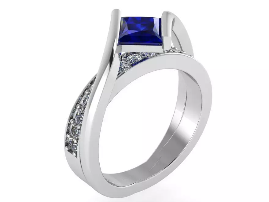 Bypass Princess Stone Ring 0164 3D print model