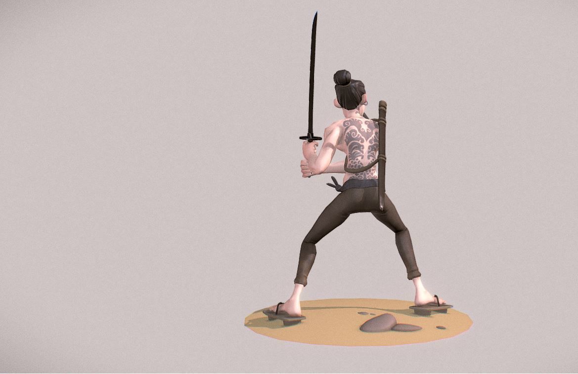 Chinese Pirate Low-poly 3D model_2