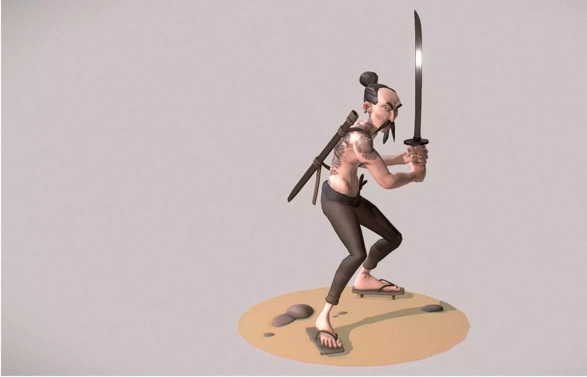 Chinese Pirate Low-poly 3D model_0