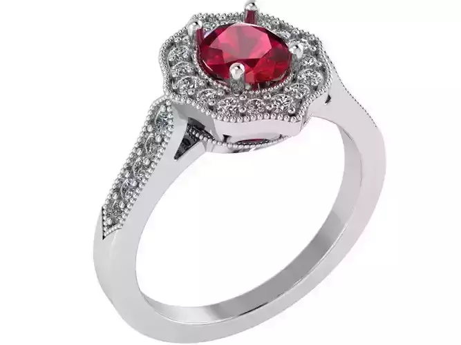 Round Stone Halo Ring 0165