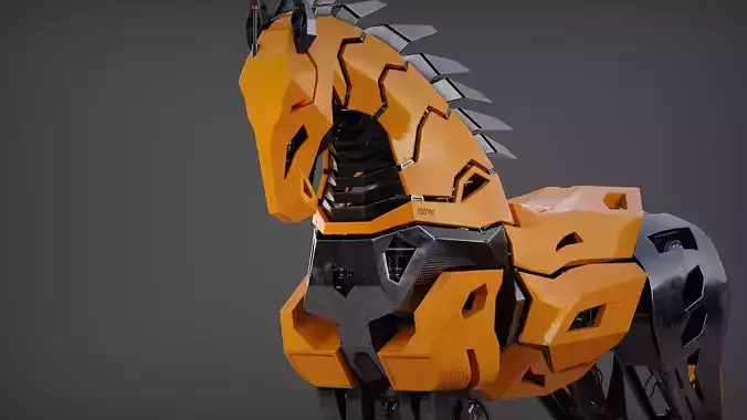 Sci-Fi mech horse   Low-poly 3D model