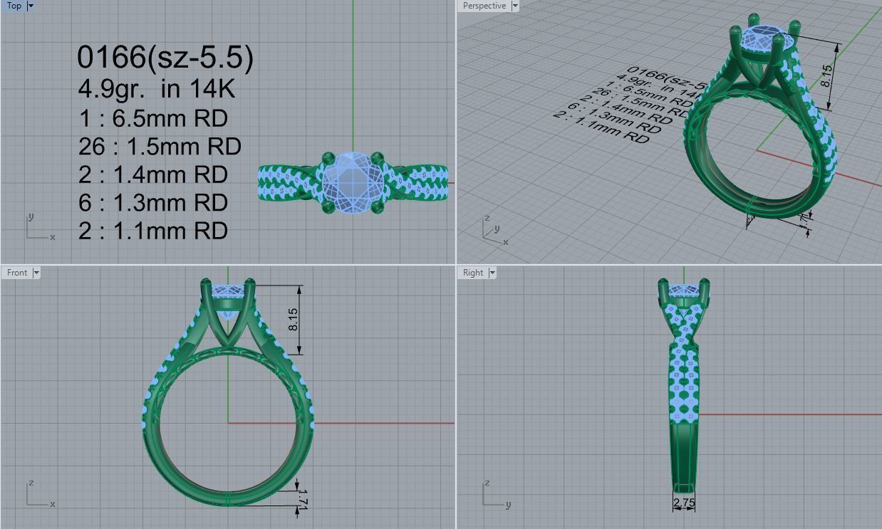 Twisted Diamond Ring 0166 3D print model_4